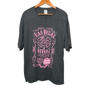 Delta Women's‎ Las Vegas Gray T-Shirt Pink Graphic Short Sleeve Plus Size 2XL